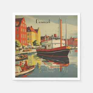 Denmark Vintage Travel Poster customisable Napkin