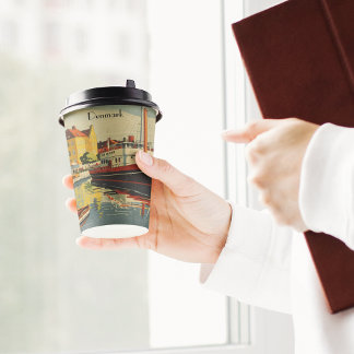 Denmark Vintage Travel Poster customisable Paper Cups