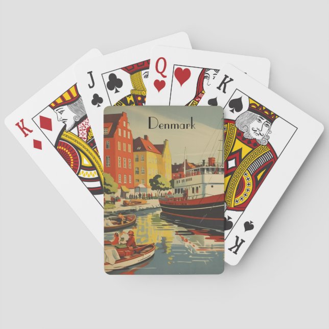 Denmark Vintage Travel Poster customisable Playing Cards (Back)
