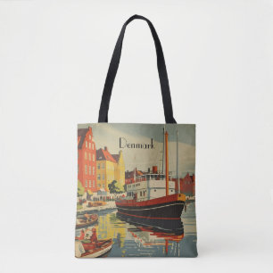 Denmark Vintage Travel Poster customisable Tote Bag