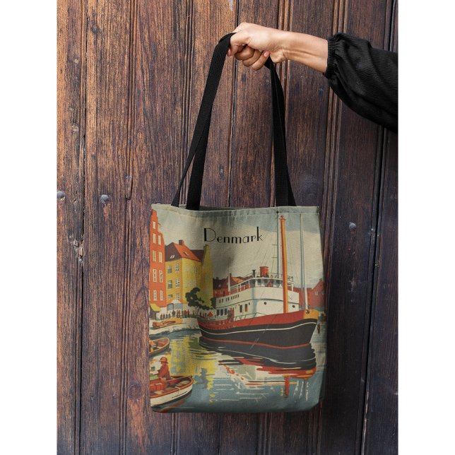 Denmark Vintage Travel Poster customisable Tote Bag (Creator Uploaded)