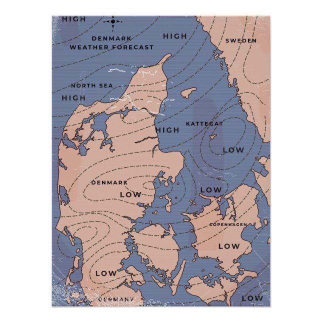 Denmark Vintage Weather forecast Poster (Front)