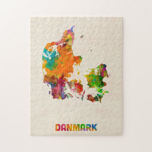 Denmark Watercolor Map Jigsaw Puzzle