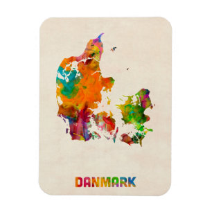 Denmark Watercolor Map Magnet