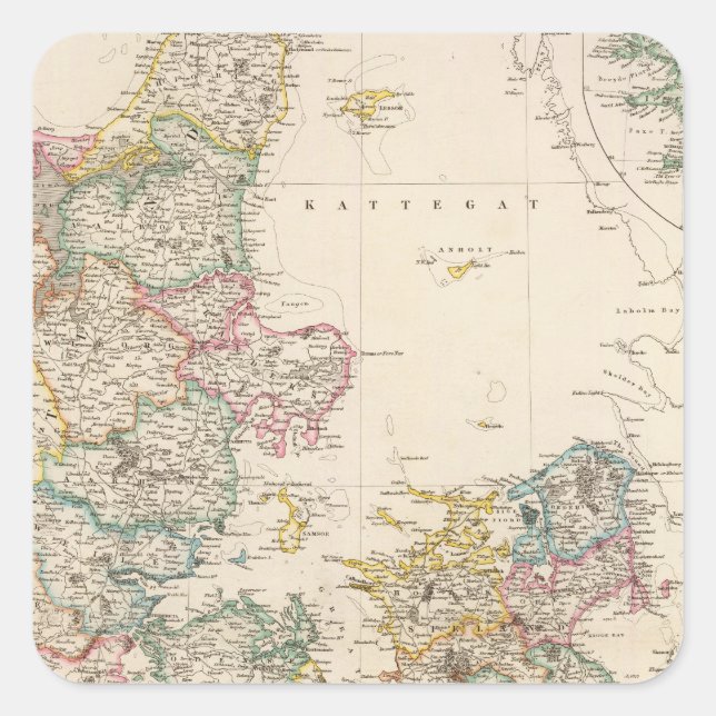 Denmark with inset map of Iceland Square Sticker (Front)