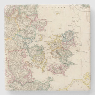 Denmark with inset map of Iceland Stone Coaster