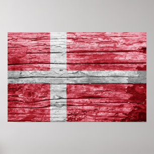 Denmark wooden flag poster