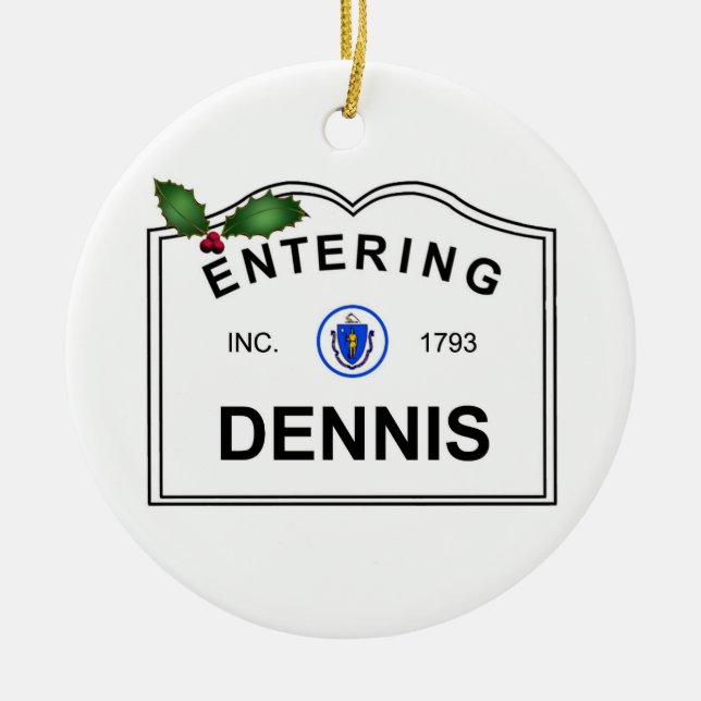 Dennis MA Ceramic Tree Decoration (Front)