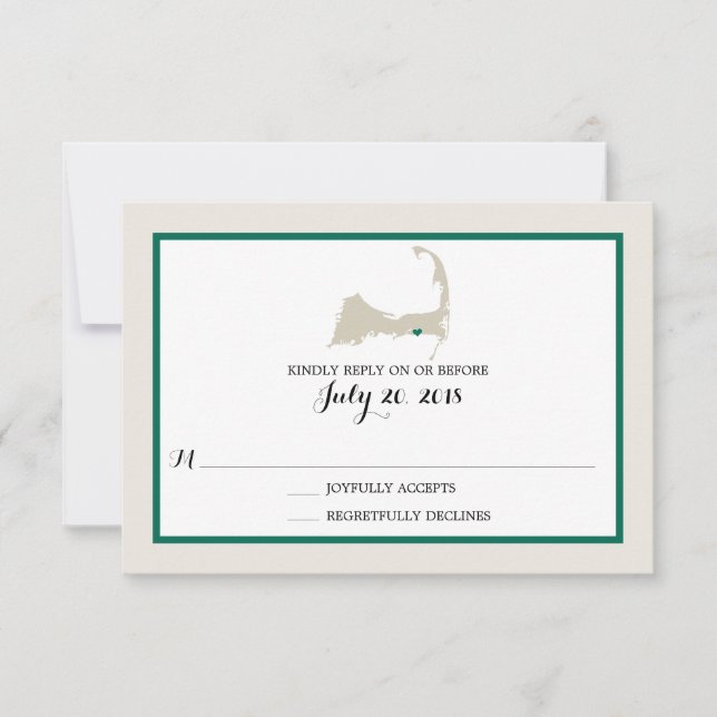 Dennis Port Cape Cod with heart | Wedding RSVP Card (Front)