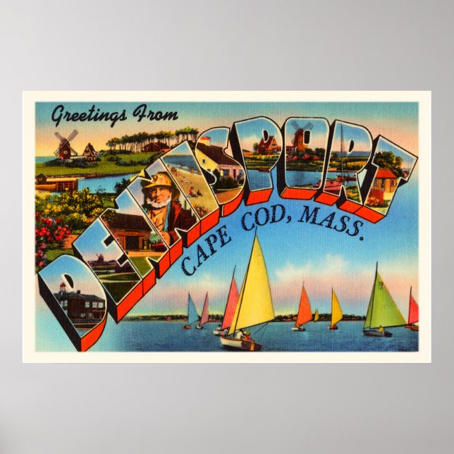 Dennisport Cape Cod Massachusetts MA Old Travel Poster (Front)