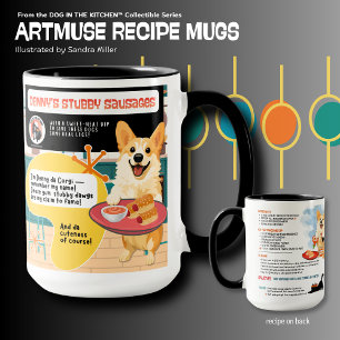 DENNY'S STUBBY SAUSAGES Corgi Art Muse Recipe Mug