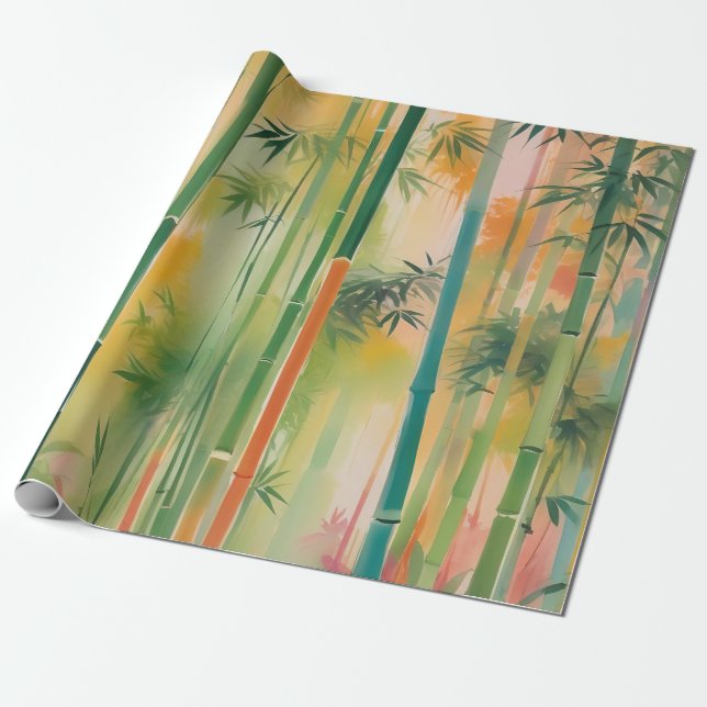 Dense Bamboo Forest at Sunset Wrapping Paper (Unrolled)