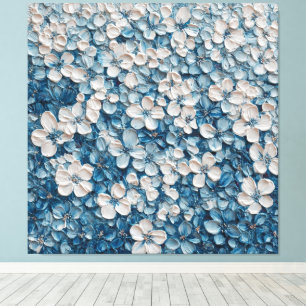 Dense Blue Floral Abstract Wall Art
