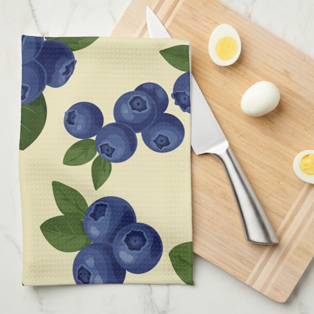 Dense Blueberry Seamless Pattern  Tea Towel (Quarter Fold)
