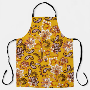 Dense floral ornamental hand draw fantasy flowers apron