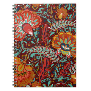 Dense floral ornamental hand draw fantasy flowers notebook