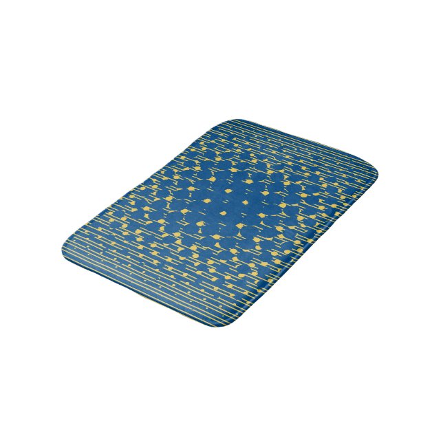 Density in Lapis Blue & Primrose Yellow Bath Mat (Angled)