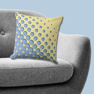 Density Regular Blue Yellow Halftone Dots Cushion