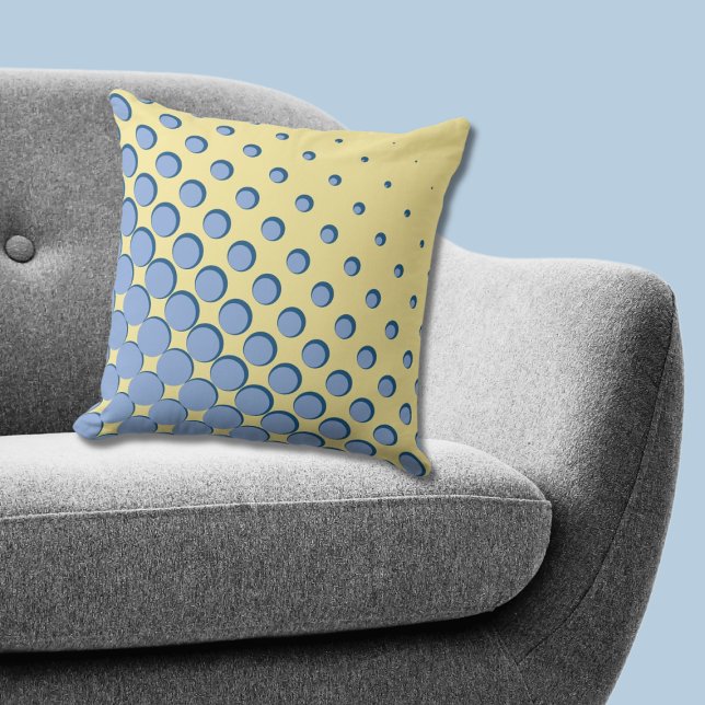 Density Regular Blue Yellow Halftone Dots Cushion (Density Regular Blue Yellow Halftone Dots Throw Pillow)