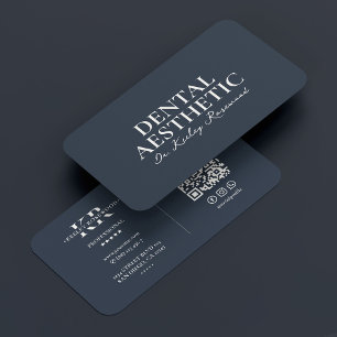  Dental Aesthetic Charcoal Blue Cosmetic Dentist  Business Card