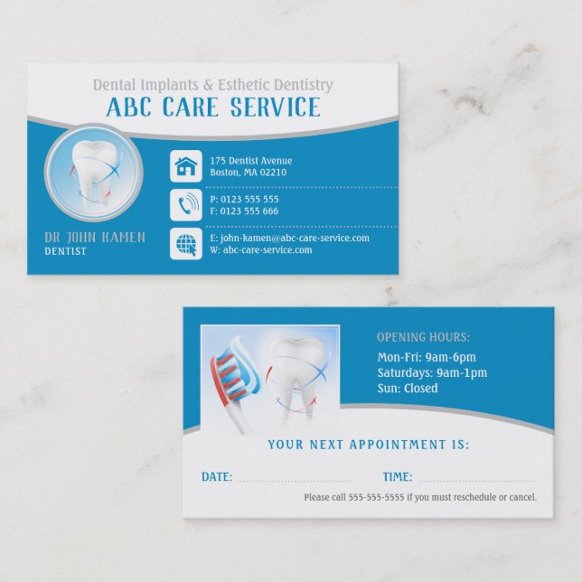 Dental Appointment Card | Dental Implants (Front/Back)