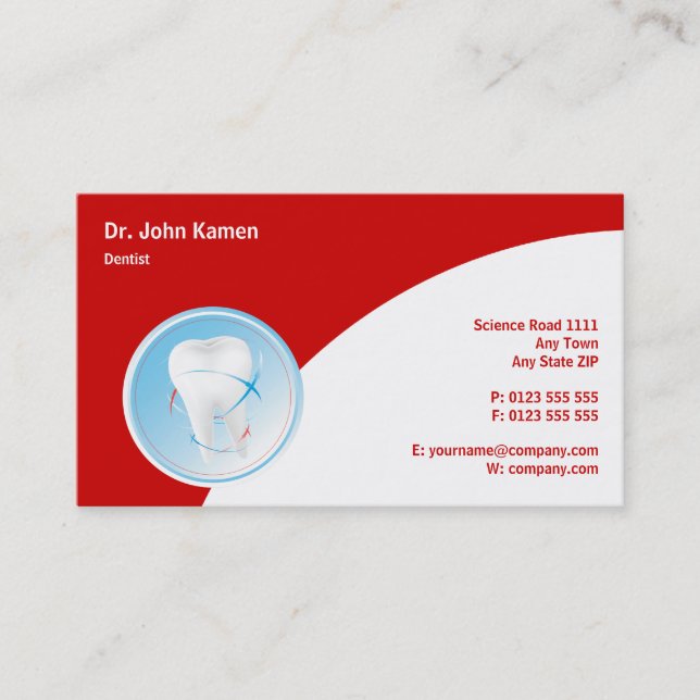 Dental Appointment Card | Dentist Red (Front)