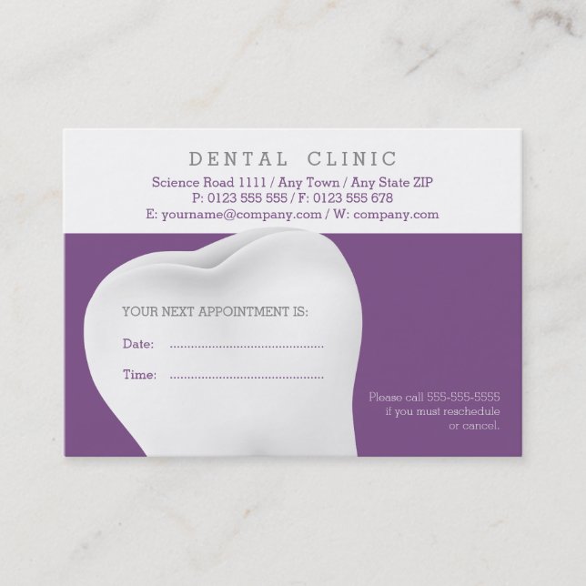 Dental Appointment Card | Purple Dentist (Front)