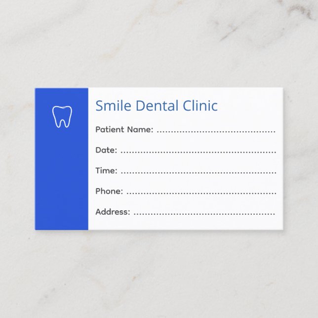 Dental Appointment Cards Dentist Office Blue (Front)