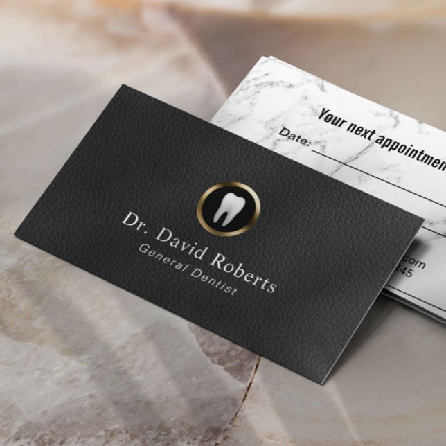 Dental Appointment Leather & Marble Dentist Card (Creator Uploaded)