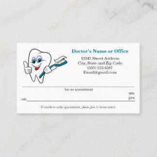 Dental Appointment Reminder Business Card