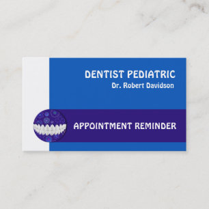 Dental Appointment Reminder Paediatrics Dentist Business Card