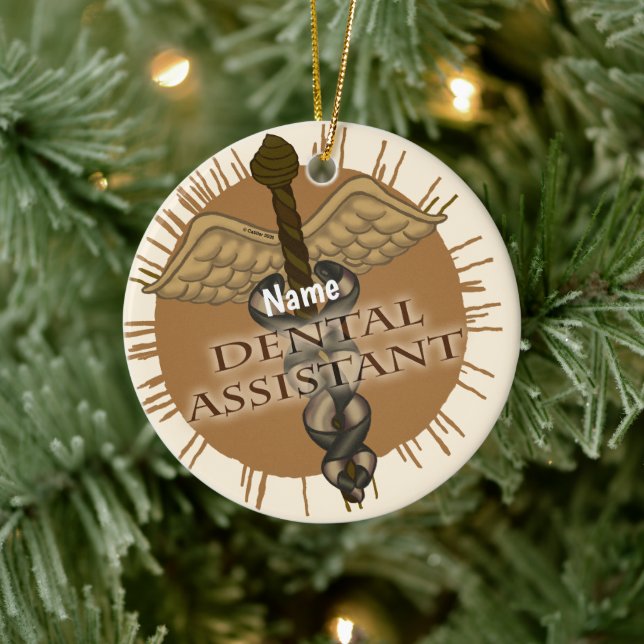 Dental Assistant Caduceus Ceramic Tree Decoration (Tree)