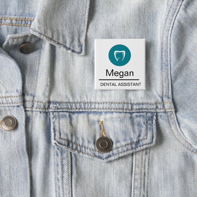 Dental Assistant Custom Tooth Logo 15 Cm Square Badge (In Situ)