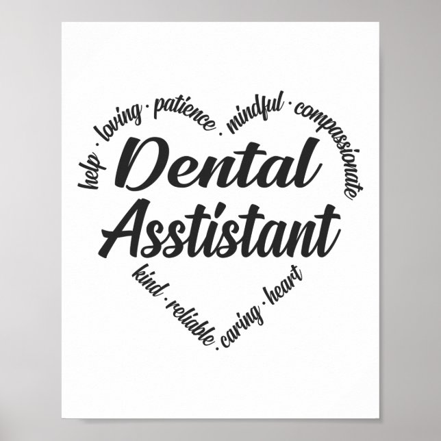 Dental Assistant Heart Word Cloud Poster (Front)