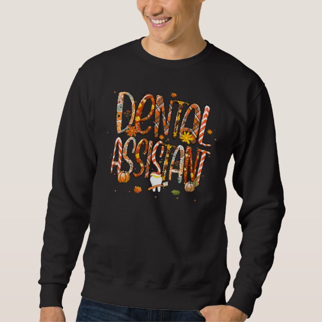 Dental Assistant Leopard Plaid Pilgrim Hat Fall Th Sweatshirt (Front)
