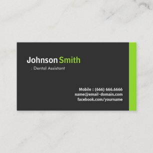 Dental Assistant - Modern Minimalist Green Business Card