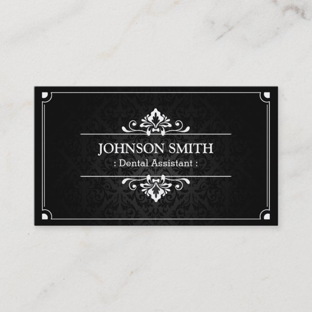 Dental Assistant - Shadow of Damask Business Card (Front)
