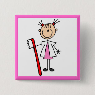 Dental Assistant With Toothbrush 15 Cm Square Badge