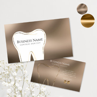 Dental Beige & Gold Business Card Design