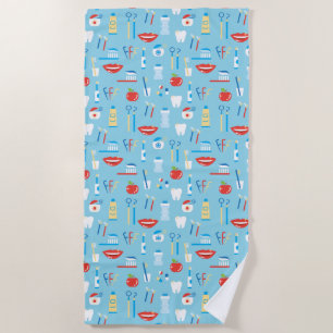 Dental Blue Pattern Beach Towel