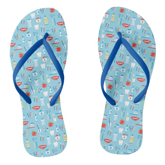 Dental Blue Pattern Jandals (Footbed)