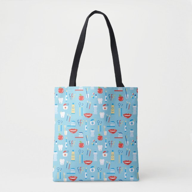 Dental Blue Pattern Tote Bag (Front)