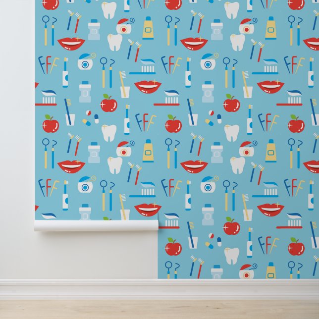 Dental Blue Pattern Wallpaper (Application)