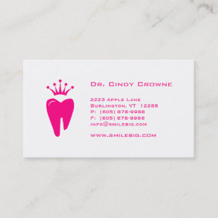 Dental Business Card Crown Tooth Logo Pink