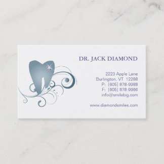 Dental Business Card Diamond Tooth Logo Grey