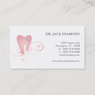 Dental Business Card Diamond Tooth Logo Pink 2