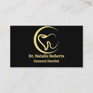 Dental Care Elegant Gold Tooth Logo Dentist Appointment Card