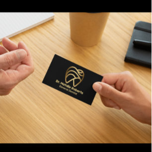 Dental Care Elegant Gold Tooth Logo Dentist Appointment Card