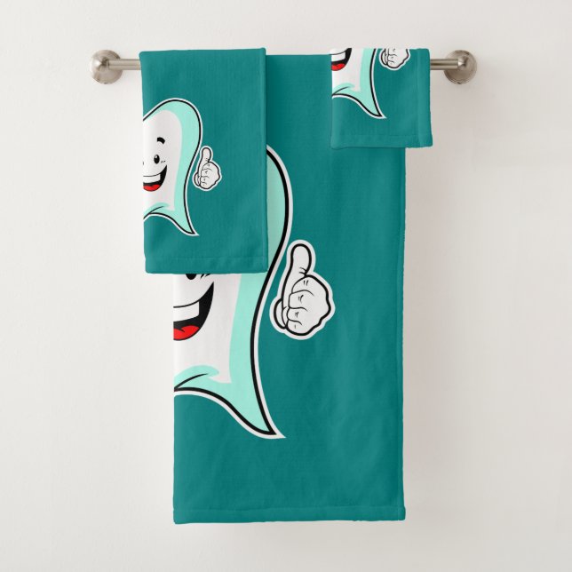 Dental Care Happy Tooth with Toothbrush Bath Towel Set (Insitu)