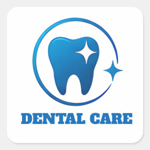 🦷 Dental Care Logo Family Dental Practice 💙 Square Sticker
